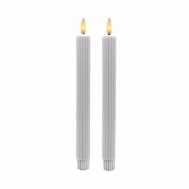 Riflet LED Kronelys med 3D flamme hvit, 2 stk.